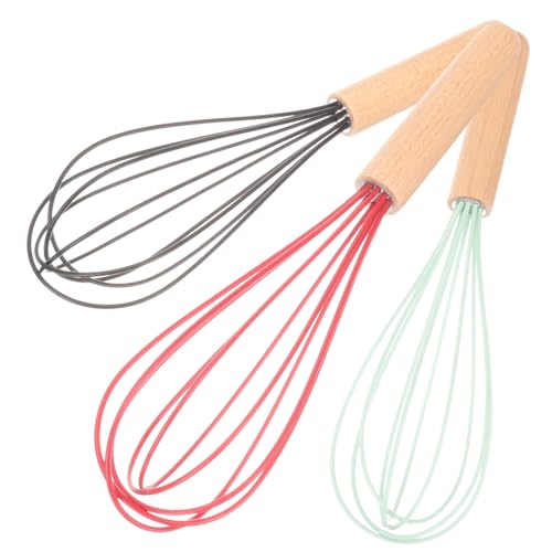 UTHCLO 3 Stück Handbetriebener Eierschläger mit Ergonomischem Buchenholzgriff Teiliges Silikon Rührset in Schwarz Rot und Dunkelgrün für Effizientes Mixen von Eiern Sahne und Teig im UTHCLO 3 Stück Handbetriebener Eierschläger mit Ergonomischem Buchenholzgriff Teiliges Silikon Rührset in Schwarz Rot und Dunkelgrün für Effizientes Mixen von Eiern Sahne und Teig im von UTHCLO
