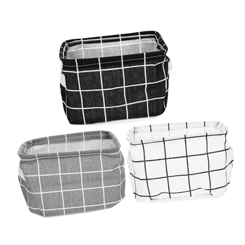 UTHCLO 3 Stück Multifunktionale Aufbewahrungskörbe Baumwoll leinen mit Tragegriff Faltbare Aufbewahrungsboxen für Tisch Schrank und Schlafzimmer Praktische Organizer für Kosmetik und von UTHCLO