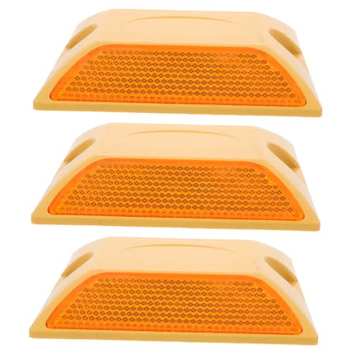 UTHCLO 3 Stück Reflektierende Kunststoff pflastersteine Robuste Fahrbahnmarkierungen für Auffahrt und Gehweg Erhöhte Sichtbarkeit bei Nacht Wetterfest Installieren Langlebige von UTHCLO