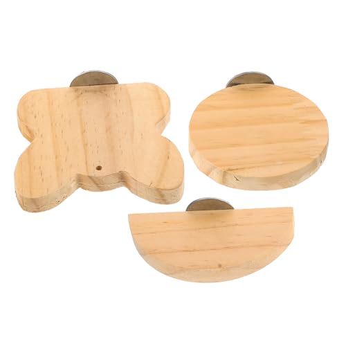 UTHCLO 3 Stück Teiliges Vogelstand plattform Naturholz Multifunktionale Hamster Papageienspielplattform Robuste Käfigzubehör für Kleine Haustiere Kreative Sitz Klettermöglichkeit von UTHCLO