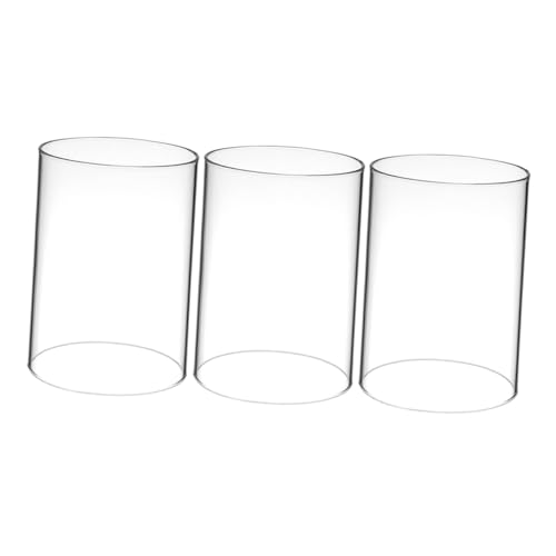UTHCLO 3 Stück Transparente Glas kerzenhüllen Windfest für Stabkerzen Vielseitig Einsetzbar Klarer Glaszylinder Verbessert Lichtschein und Kerzenstabilität von UTHCLO