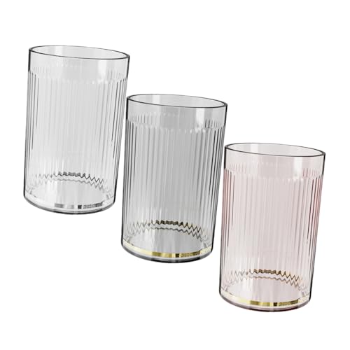 UTHCLO 3 Stück Zahnbürstenbecher Vielseitige Mundspülbecher für Badezimmer aus Robustem Pet Material Spülmaschinenfest für Familienbedarf und Rosa von UTHCLO