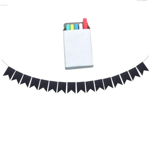 UTHCLO 32 Stück Teiliges DIY Tafelpapierset mit Kreide Wiederbeschreibbare Wimpelkette in Fischgrätenform Vielseitige Party und Schuldekoration Kreidestiften Wiederverwendbar und von UTHCLO