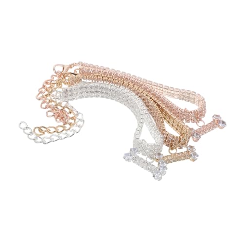 UTHCLO 3stücke Tierhalsband Mit Strass Verstellbares Hundehalsband Für Welpen Katzenhalsband Mit Knochendesign Haustierhalsband Als Schmuck Für Katzen Und Hunde von UTHCLO