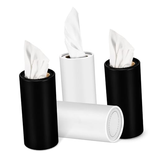 UTHCLO 4 Stück Auto Taschentuchspender Rund Papierbox aus Robustem Papierboard Kompakt für Becherhalter Uni Farbig Einfache Nachfüllung Moderner Minimalistischer Stil für Fahrzeug von UTHCLO