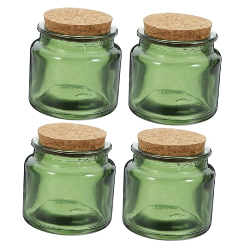 UTHCLO 4 Stück Glas Duftkerzenhalter Grün Hitzebeständig Leichter Glasbecher für Teelichter und Stumpenkerzen für Zimmer und Dekorative Tischgestaltung von UTHCLO