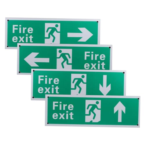 UTHCLO 4 Stück Teiliges Aluminium notausgangsschild mit Pfeilen für Rechts Links oben Unten Langlebiger Einfach zu Montierender Notausgang indikator für Geschäfts Einkaufsbereiche mit von UTHCLO