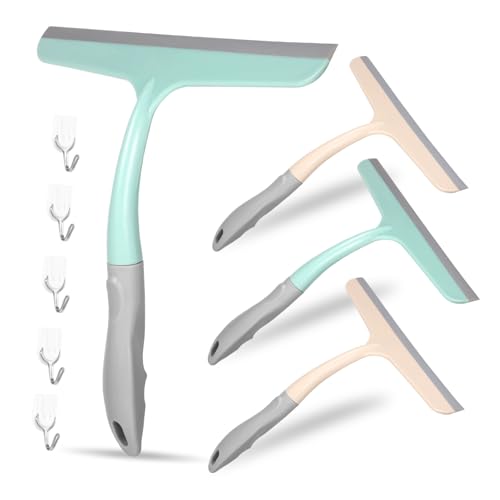 UTHCLO 4 Stück Teiliges Fenster Duschabzieher mit Ergonomischem Griff Praktischen Aufhängehaken für Spiegel Glas Fensterscheiben Vielseitig Einsetzbar im Bad Küche und Auto von UTHCLO
