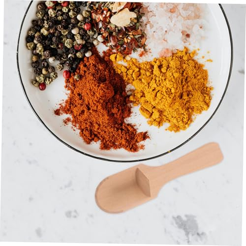 UTHCLO 4 Stück Teiliges Kleine Holzlöffel mit Flachem Stiel Praktische Gewürz und Salzlöffel für Tee Kaffee Vielseitig Leicht Kompakt für Haushalt und Outdoor von UTHCLO
