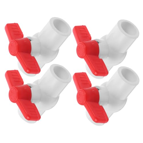 UTHCLO 4 Stück Teiliges PVC Kugelventil mit Rotem Absperrventil für Kaltwasserleitungen und Bewässerungssysteme Langlebiges Wasserhahn ventil zur Zuverlässigen Durchflusskontrolle von UTHCLO
