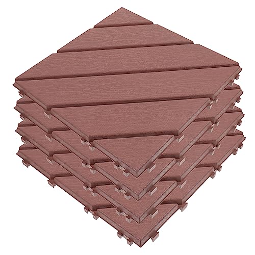 UTHCLO 4 Stück Terrassenfliesen Imitation Holz Ineinandergreifende Balkonfliesen für Außenbereiche Wetterfest Rutschfest Installieren Braunrot von UTHCLO
