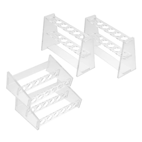 UTHCLO 4 Stücke Teiliges Reagenzglashalter Doppelschichtiger Transparenter Testrohrständer mit Löchern Stabiler und Leicht zu Reinigender Halter für Chemie Biologielabore von UTHCLO