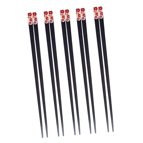 UTHCLO 5 Paare Japanische Holz Essstäbchen Set Wiederverwendbare Hochwertige Tischbesteck mit Robuster Verarbeitung Korrosionsbeständig und Angenehm Handhabung für Asiatische Gerichte von UTHCLO