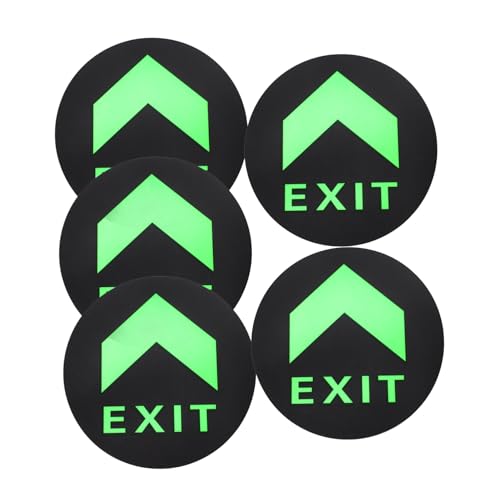 UTHCLO 5 Stück Leuchtende Bodenaufkleber Notausgangszeichen Fluoreszierende Sicherheitsmarkierung für Unternehmen und Zuhause Einfache Montage Klare Fluchtrichtungsanzeige von UTHCLO