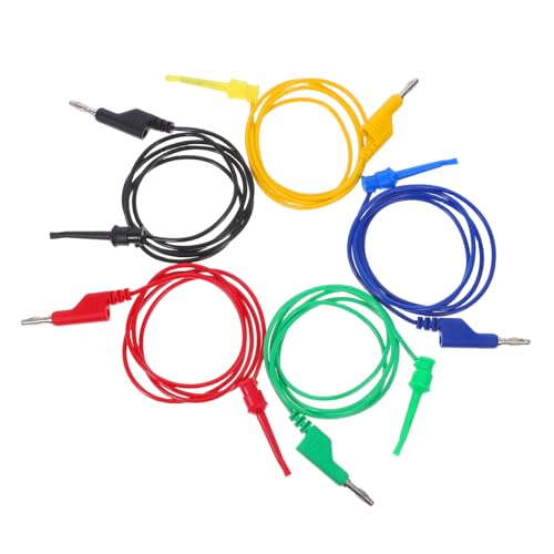 UTHCLO 5 Stück Teiliges Bananenstecker Prüfkabel Set mit Isolierten Prüfspitzen Stapelbar Flexible Mehrfarbige Leitungen Spritzgegossene Konstruktion für Multimeter Elektrische Messungen von UTHCLO