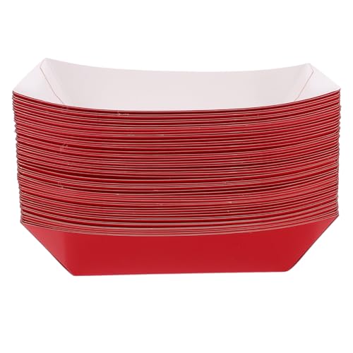 UTHCLO 50 Stück Snackbox Servierboote Bootsablage Snackschale Grillplatten Partydekorationen zum Thema Karneval Einwegschalen für Lebensmittel Essensboot Karnevalsfutterschalen Papier rot von UTHCLO