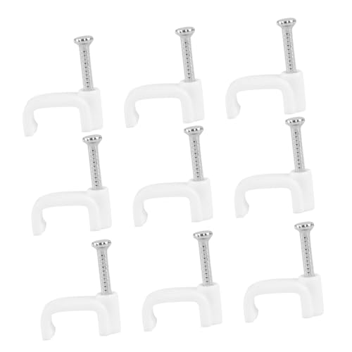 UTHCLO 500 Stück Kabelclips mit Stahlnagel Verstärkte Quadratische Kabelbefestigung Kabelmanagement für Ethernet USB Stromkabel Korrosionsbeständig Installieren Geeignet für Ziegel von UTHCLO