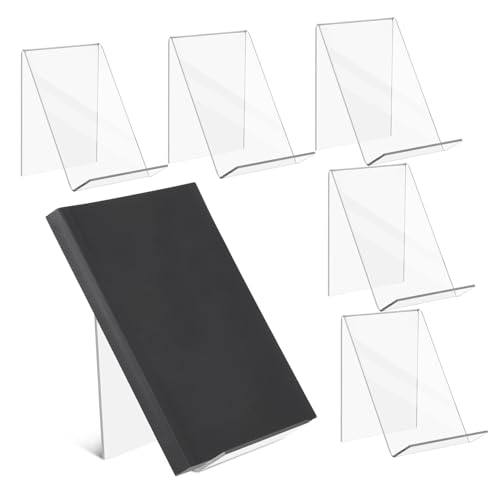 UTHCLO 6 Stück Acryl Buchständer Transparent Stabile Dreieckige Buchaufsteller für Zeitschriften Prospekt Dokumentenhalter Klarer Organizer für Büro und Zuhause von UTHCLO