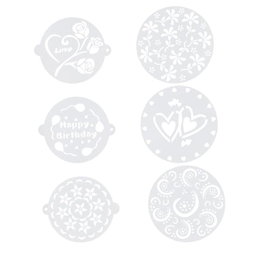 UTHCLO 6 Stück Teiliges Kreatives Backschablonen aus Kunststoff Vielseitige Torten Schablonen mit Feinen Mustern für Kuchen Mousse Cupcakes und Kaffeeverzierung Einfache Anwendung von UTHCLO