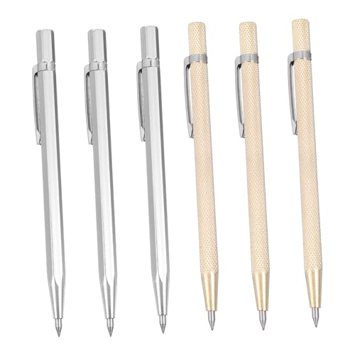 UTHCLO 6 Stück Teiliges Metall gravierstift Langlebige Aluminiumlegierung Präzise Anreißnadeln für Fliesen Glas Tragbare Gravurwerkzeuge für Feine Markierungen Zufällige Zufällige Farbe von UTHCLO