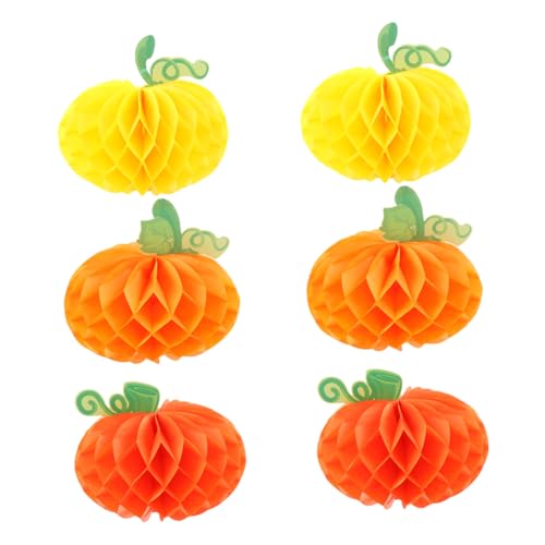 UTHCLO 6 Stück Teiliges Papier Wabenbälle Halloween Kürbisform Hängende Dekorationen Bunte Wabenpapier Partyanhänger Faltbar Wiederverwendbar Für Halloween Feier von UTHCLO
