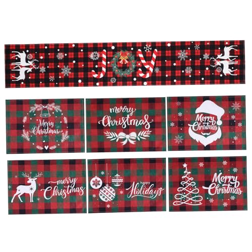 UTHCLO 7 STK. Teiliges Weihnachts-tischläufer Platzdeckchen-Set rutschfest Vintage Landhausstil Hitzebeständig Festliche Tischdekoration für Weihnachtsessen und Party Mit Platzsets und UTHCLO 7 STK. Teiliges Weihnachts-tischläufer Platzdeckchen-Set rutschfest Vintage Landhausstil Hitzebeständig Festliche Tischdekoration für Weihnachtsessen und Party Mit Platzsets und von UTHCLO