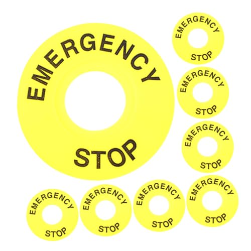 UTHCLO 8 Stück Teiliges Not aus schalter Warnring aus Robustem PVC Widerstandsfähiger Notstopp aufkleber für Industrielle Not aus taster Einfache Montage Gelbe Sicherheitsmarkierung von UTHCLO