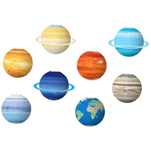 UTHCLO 8 Stück Teiliges Weltraum Papierlaternen Planeten Lampions für Kindergeburtstag Partydekoration Bunte Hängelaternen für Sonnensystem Astronauten und Science Feiern Vielseitig und von UTHCLO