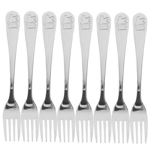 UTHCLO 9 Stück Teiliges Edelstahl Kinderbesteck Kleine Dessert und Obstgabeln mit Langem Griff Rostfrei Robust für Fingerfood Partys Junge Mädchen und Outdoor Geeignet von UTHCLO