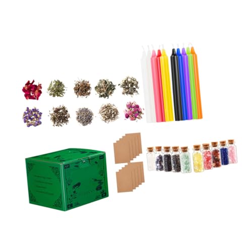 UTHCLO Anfänger Hexen Starter Aromatherapie Kerzen mit Getrockneten Blumen und Kristallen Leichtes DIY Meditation Zubehör für magische Rituale Langlebiges Zauberkerzen Kit von UTHCLO