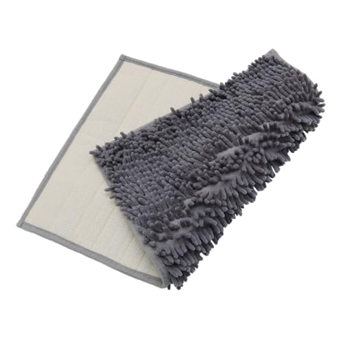 UTHCLO Chenille Badematte rutschfest Wasserabsorbierend Badezimmerteppich mit Rutschfester Unterseite Angenehm Leicht Faltbar für Bad und Küche Modernes Design Dunkelgrau von UTHCLO