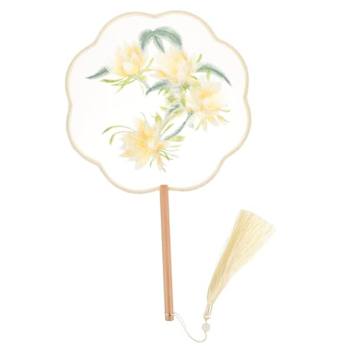 UTHCLO Chinesischer Handfächer aus Seide mit Gesticktem Blumenmotiv Natürlicher Tragbarer Sommerfächer Leicht und Handlich Großer Fächer für Damen für Büro Strand und Party von UTHCLO