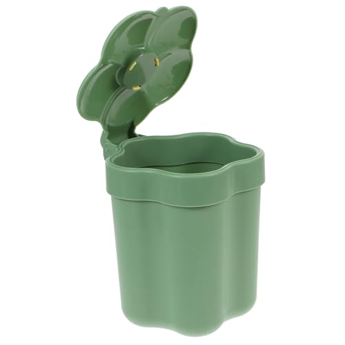 UTHCLO Dekorativer Kleiner Abfalleimer in Blumenform mit Deckel Mini Desktop Mülleimer für Schlafzimmer und Büro Geruchlos Praktischer Tischabfallbehälter Farblich Harmonisch Grüner von UTHCLO
