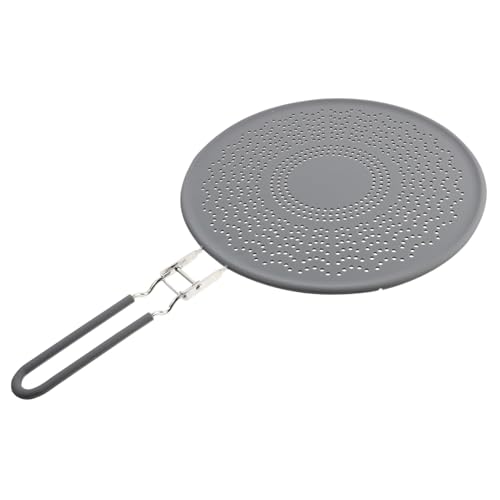 UTHCLO Edelstahl Silikon Ölfilter mit Klappbarem Griff Hitzebeständig Fettabweisend Spritzschutz Pfannendeckel für Sauberes Kochen und Herdschutz von UTHCLO
