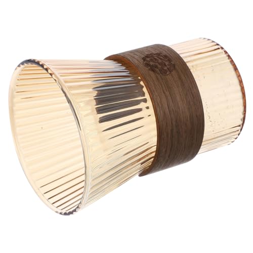 UTHCLO Exquisiter Zahnputzbecher mit Ergonomischem Holzbund Transparenter Mundspültasse für Badezimmer Wiederverwendbarer Wassermundbecher Leicht zu Reinigen Design für Zuhause von UTHCLO