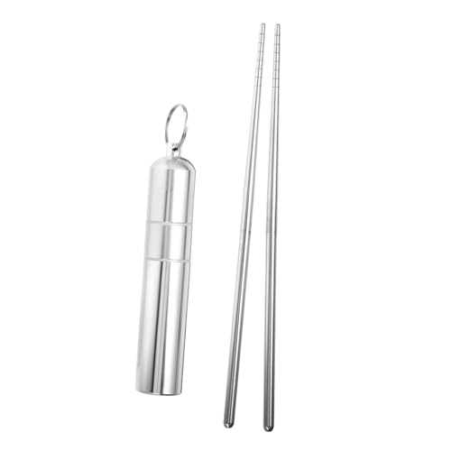 UTHCLO Faltbare Edelstahl Essstäbchen mit Metall Aufbewahrungsbox Praktisches Stabiles Besteckset für Reisen und Outdoor Leicht und Kompakt Tragbare Tischbesteck Lösung von UTHCLO