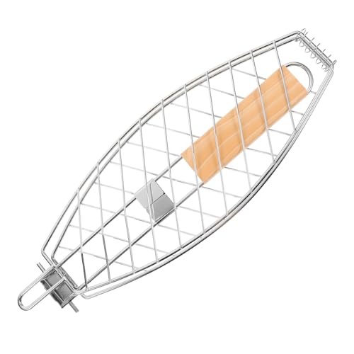 UTHCLO Faltbarer Edelstahl Grillkorb mit Hitz Griff Multifunktionaler Bbq Grillkorb für Fisch Burger Wurst Robuster Tragbarer für Picknick Camping und Heimgebrauch von UTHCLO