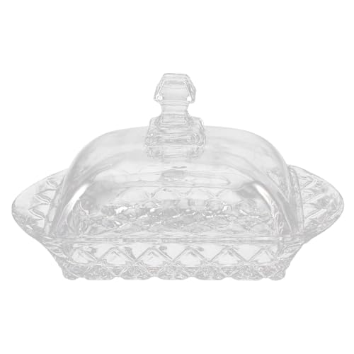 UTHCLO Glas Butterdose mit Deckel Transparenter Butterbehälter mit Frischhalteschutz Wiederverwendbar für Butter und Käse Praktisches Aufbewahrungsglas für Kühlschrank und Dessert von UTHCLO