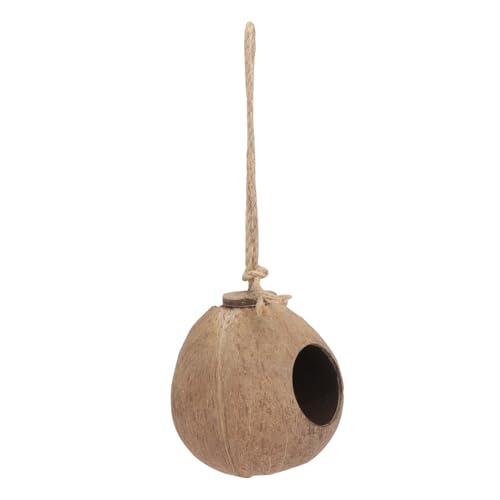 UTHCLO Handgefertigtes Kokosnuss Schalen Vogelhaus Kreatives Atmungsaktives Vogelnest Robustes Gartenornament für Kanarienvogel Papagei und Kleine Vögel Naturverbundenes Nistplatz von UTHCLO