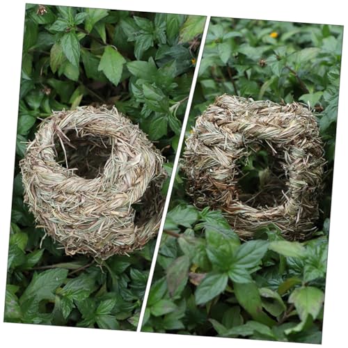 UTHCLO Handgewebtes Vierfaches Vogelnest aus Natürlichem Material Dekoratives Sicheres Vogelspielzeug für Garten Langlebig und Handgefertigt Geeignet als Kreatives Nest und Versteck für von UTHCLO