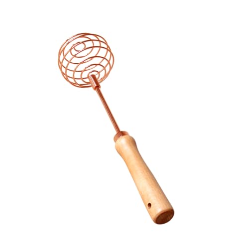 UTHCLO Handlicher Eierschneider mit Rostfreiem Edelstahl Spiralquirl und Ergonomischem Buchenholzgriff Vielseitiger Handmixer für Backen Teig und Rühren Langlebig Wiederverwendbar von UTHCLO