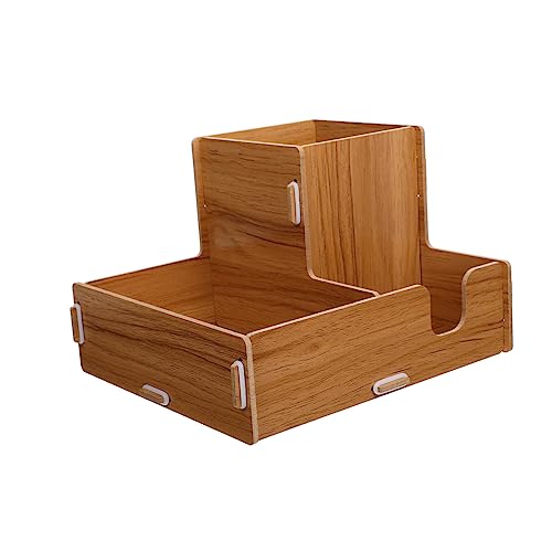 UTHCLO Holz Becherhalter mit Fächern Stabiler Papierbecher Organizer Multifunktionale Aufbewahrung für Einwegstrohhalme Becher und Deckel Tisch Organizer für Kaffee und Getränke Design von UTHCLO