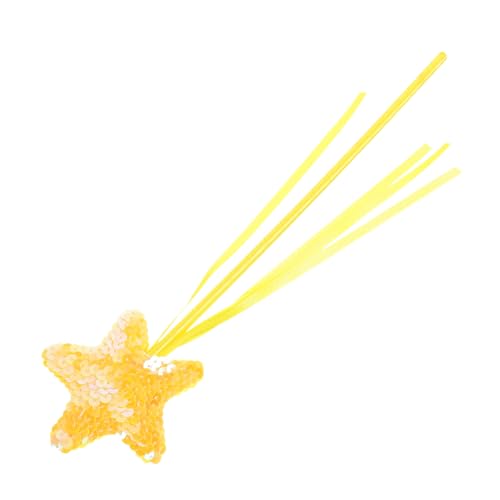 UTHCLO Interaktiver Katzen zauberstab mit Stern und Fransen Langlebiges Katzenspielzeug für Kätzchen Fördert Spiel und Bindung Geeignet für Aktive Haustiere Gelb von UTHCLO