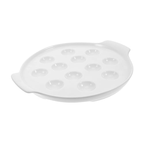 UTHCLO Keramik Escargot Backform Fächer mit Griffen Ofenfestes Schnecken Platter für Gourmetgerichte Integrierte Rillen gegen Auslaufen für Zuhause und Restaurant von UTHCLO