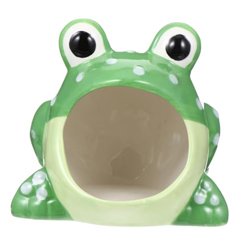 UTHCLO Keramik Hamster Versteck Höhle Kühlendes Kleintierhaus Cartoon Frosch Form für Hamster Rennmäuse Meerschweinchen Kleintiere von UTHCLO