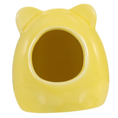 UTHCLO Keramik Hamsterhaus Kleines Versteck für Hamster und Kleintiere Gelb Dwarf Hamster Schlafhöhle aus Lebensmittelechter Keramik Hitzebeständig und Leicht zu Reinigen Geeignet für von UTHCLO
