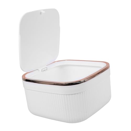 UTHCLO Kleine Desktop Mülltonne mit Druckdeckel Kompakt mit Geruchsdichtem Verschluss für Schreibtisch Küche und Büro Vielseitig als Abfallbehälter und Aufbewahrungsbox Einsetzbar von UTHCLO