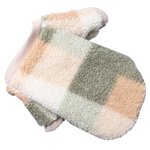 UTHCLO Kleines Haustier Hund Katze Kariertes Plüschkleid mit Rollkragen Warmes Kaninchen Outfit Atmungsaktive Haustierkleidung für und Partys Grün S von UTHCLO