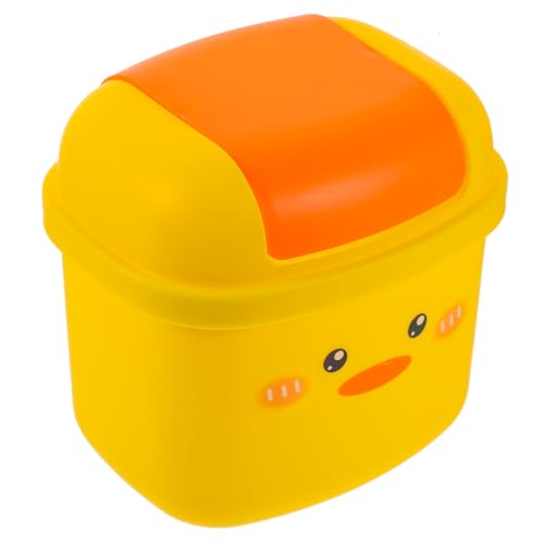 UTHCLO Kreativer Mini Desktop Mülleimer Kleine Gelbe Ente Tischabfalleimer Multifunktional für Büro Zuhause Schlafzimmer Wohnzimmer von UTHCLO
