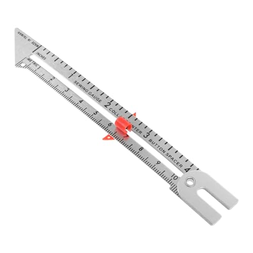 UTHCLO Metall Nählineal mit Schieber Präzises Quiltmaßband Langlebiges Nähen Werkzeug für Anfänger und DIY Patchwork Stoffe Markieren und Knopflöcher Erfassen von UTHCLO